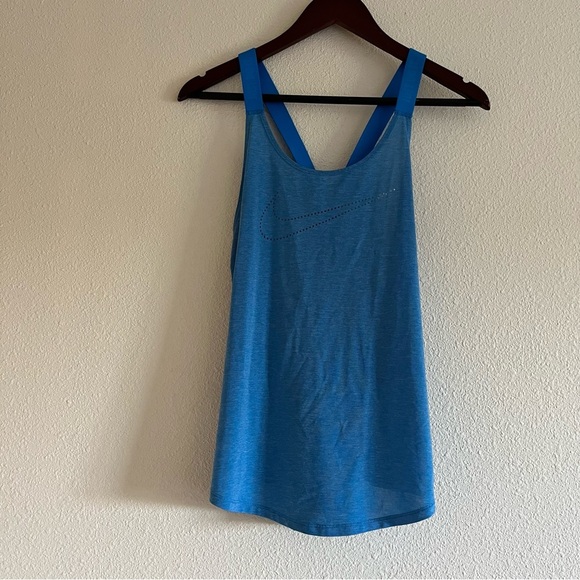 Women's Size Medium Blue / Aqua Nike Dri Fit Lazer Cut Tank - Picture 4 of 10